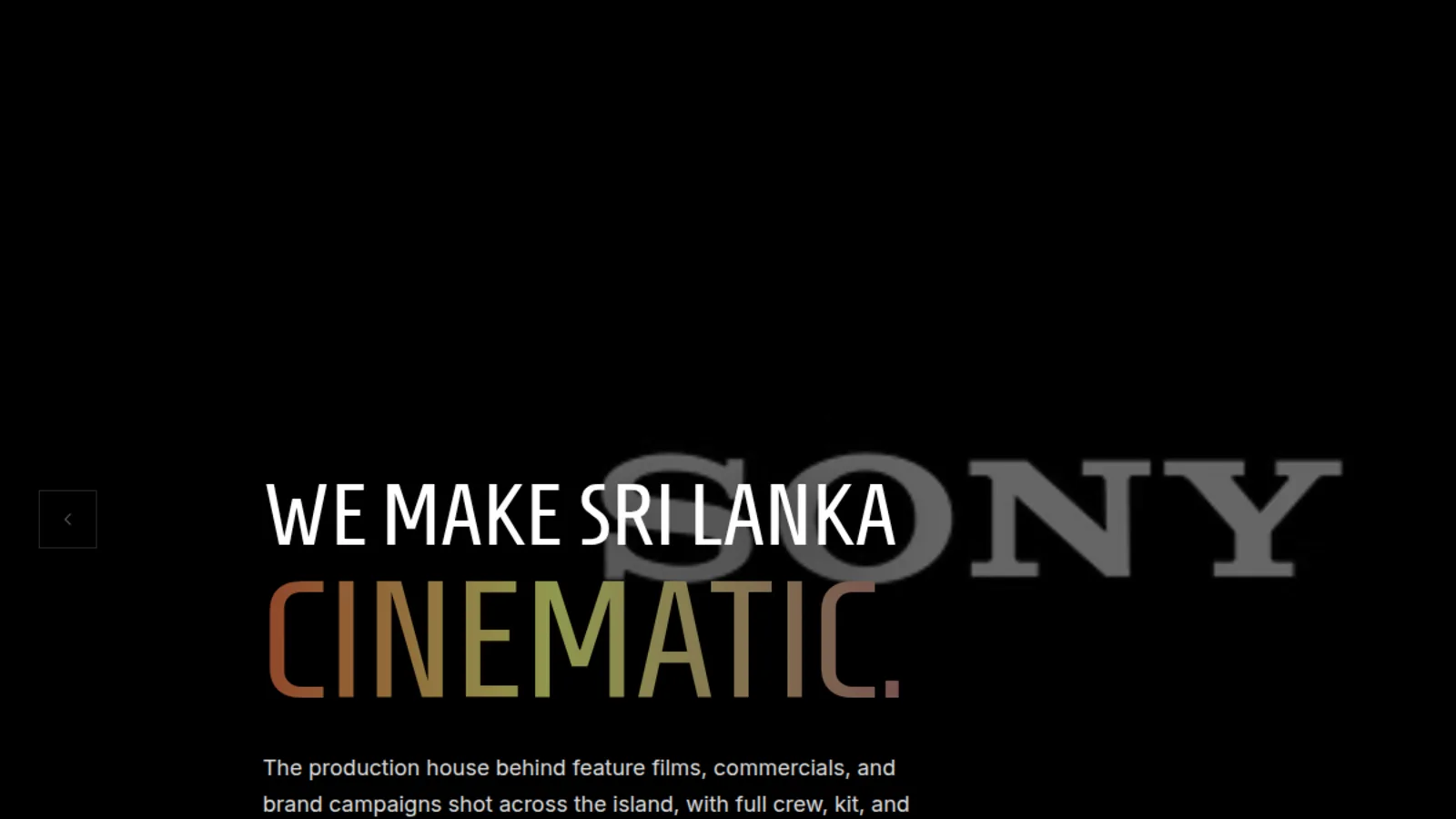 Vision Works homepage — 'We make Sri Lanka cinematic' headline on a dark editorial layout